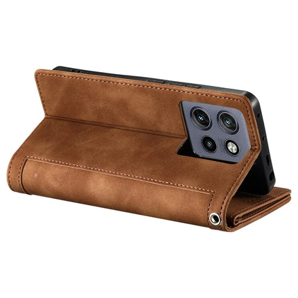 For Motorola Edge 50 Neo 5G / Moto S50 5G / Thinkphone 25 5G Case PU Leather Phone Cover with Zipper Wallet 9 Card Slots