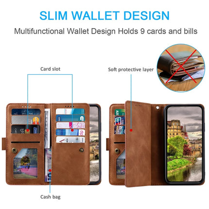 For Motorola Edge 50 Neo 5G / Moto S50 5G / Thinkphone 25 5G Case PU Leather Phone Cover with Zipper Wallet 9 Card Slots