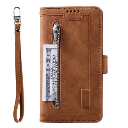 For Motorola Edge 50 Neo 5G / Moto S50 5G / Thinkphone 25 5G Case PU Leather Phone Cover with Zipper Wallet 9 Card Slots