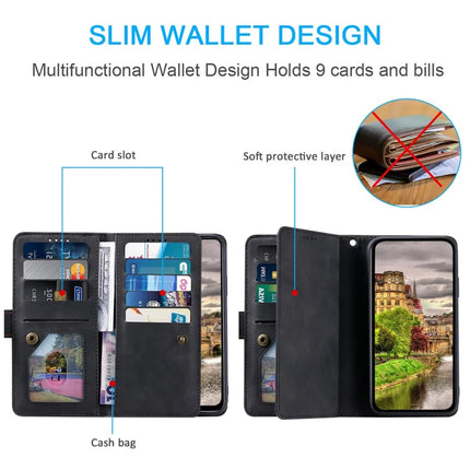 For Motorola Edge 50 Neo 5G / Moto S50 5G / Thinkphone 25 5G Case PU Leather Phone Cover with Zipper Wallet 9 Card Slots