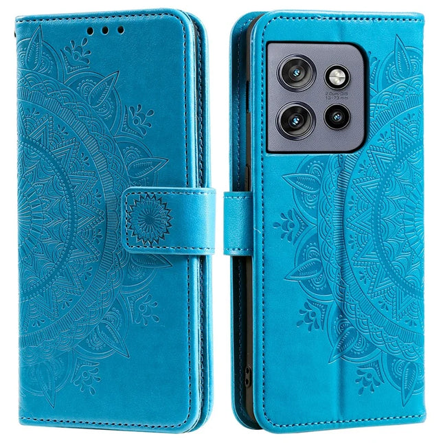 For Motorola Edge 50 Neo 5G / Moto S50 5G / Thinkphone 25 5G Case Imprinted Totem PU Leather Wallet Stand Phone Cover - Blue