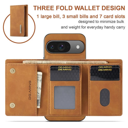 DG.MING M1 Series for Google Pixel 9 Pro / Pixel 9 Case Kickstand PU Phone Cover with Detachable Wallet