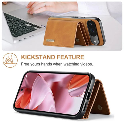 DG.MING M1 Series for Google Pixel 9 Pro / Pixel 9 Case Kickstand PU Phone Cover with Detachable Wallet