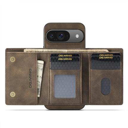 DG.MING M1 Series for Google Pixel 9 Pro / Pixel 9 Case Kickstand PU Phone Cover with Detachable Wallet