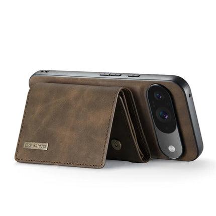 DG.MING M1 Series for Google Pixel 9 Pro / Pixel 9 Case Kickstand PU Phone Cover with Detachable Wallet
