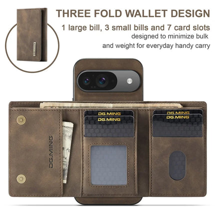 DG.MING M1 Series for Google Pixel 9 Pro / Pixel 9 Case Kickstand PU Phone Cover with Detachable Wallet