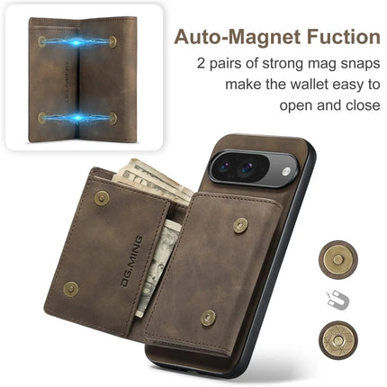 DG.MING M1 Series for Google Pixel 9 Pro / Pixel 9 Case Kickstand PU Phone Cover with Detachable Wallet