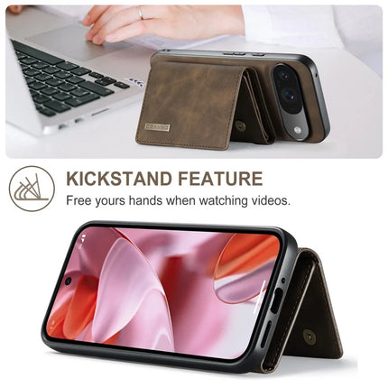 DG.MING M1 Series for Google Pixel 9 Pro / Pixel 9 Case Kickstand PU Phone Cover with Detachable Wallet