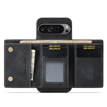 DG.MING M1 Series for Google Pixel 9 Pro XL Case Kickstand PU Phone Cover with Detachable Wallet