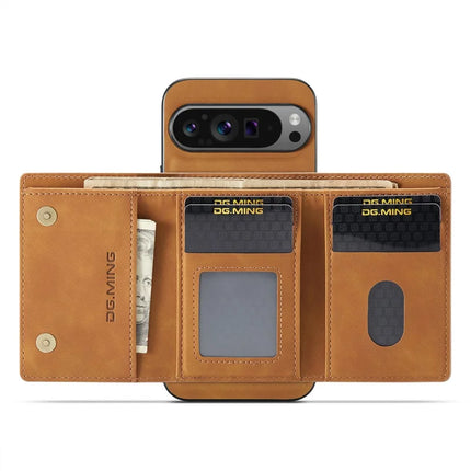 DG.MING M1 Series for Google Pixel 9 Pro XL Case Kickstand PU Phone Cover with Detachable Wallet