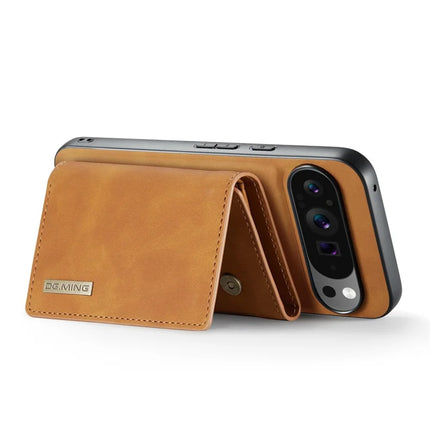 DG.MING M1 Series for Google Pixel 9 Pro XL Case Kickstand PU Phone Cover with Detachable Wallet
