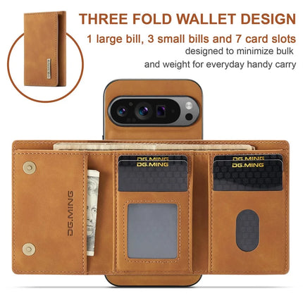 DG.MING M1 Series for Google Pixel 9 Pro XL Case Kickstand PU Phone Cover with Detachable Wallet