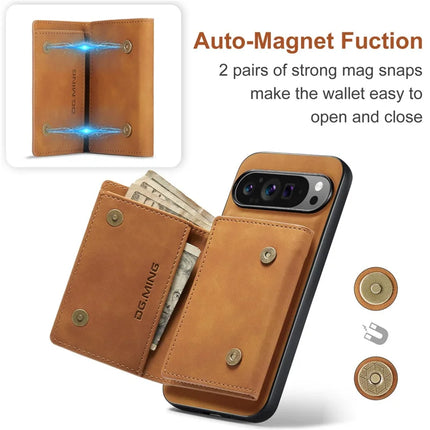 DG.MING M1 Series for Google Pixel 9 Pro XL Case Kickstand PU Phone Cover with Detachable Wallet
