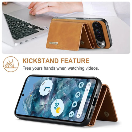 DG.MING M1 Series for Google Pixel 9 Pro XL Case Kickstand PU Phone Cover with Detachable Wallet