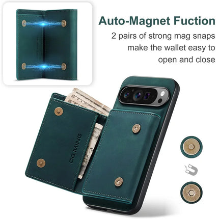 DG.MING M1 Series for Google Pixel 9 Pro XL Case Kickstand PU Phone Cover with Detachable Wallet