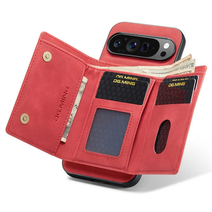 DG.MING M1 Series for Google Pixel 9 Pro XL Case Kickstand PU Phone Cover with Detachable Wallet