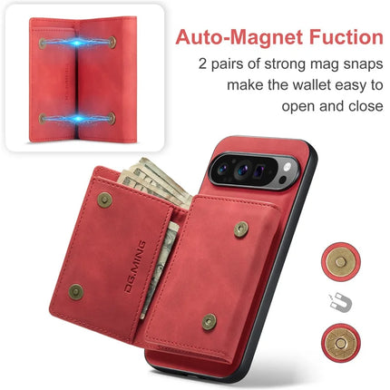 DG.MING M1 Series for Google Pixel 9 Pro XL Case Kickstand PU Phone Cover with Detachable Wallet