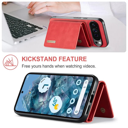 DG.MING M1 Series for Google Pixel 9 Pro XL Case Kickstand PU Phone Cover with Detachable Wallet
