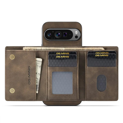 DG.MING M1 Series for Google Pixel 9 Pro XL Case Kickstand PU Phone Cover with Detachable Wallet