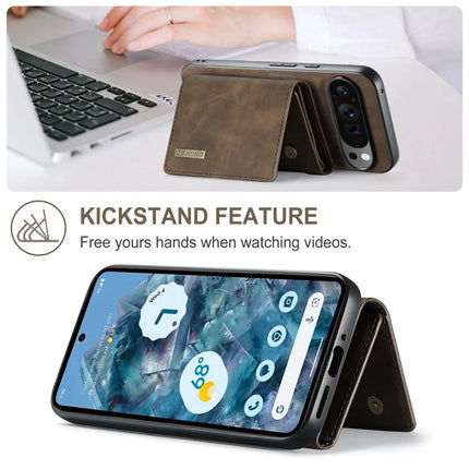 DG.MING M1 Series for Google Pixel 9 Pro XL Case Kickstand PU Phone Cover with Detachable Wallet
