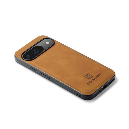 DG.MING For Google Pixel 9 Pro / Pixel 9 Case PU Leather Covered PC+TPU Hybrid Phone Shell