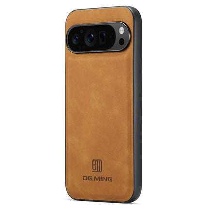 DG.MING For Google Pixel 9 Pro XL Case PU Leather Covered PC+TPU Hybrid Phone Shell - Brown