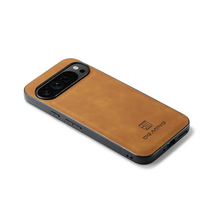 DG.MING For Google Pixel 9 Pro XL Case PU Leather Covered PC+TPU Hybrid Phone Shell