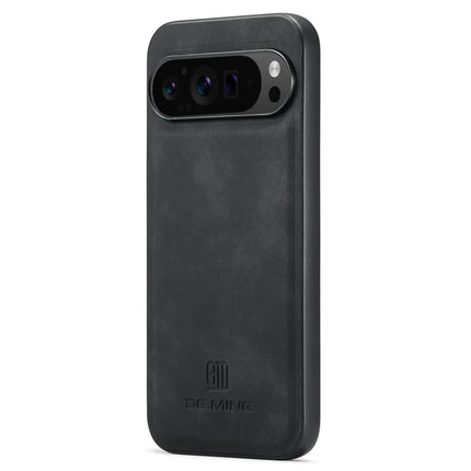 DG.MING For Google Pixel 9 Pro XL Case PU Leather Covered PC+TPU Hybrid Phone Shell - Black