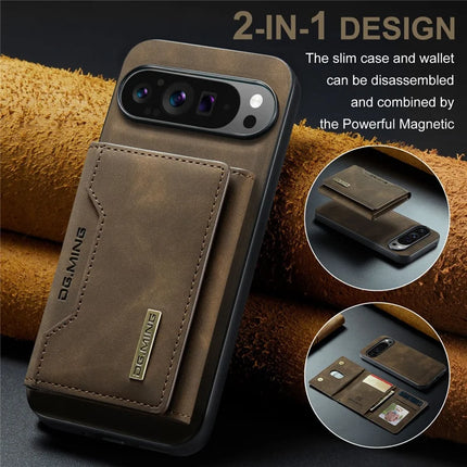 DG.MING M2 Series for Google Pixel 9 Pro XL Case PU+PC+TPU Phone Cover Detachable Wallet