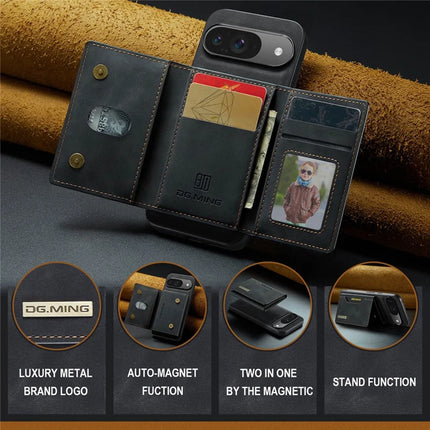 DG.MING M2 Series for Google Pixel 9 Pro / Pixel 9 Case PU+PC+TPU Phone Cover Detachable Wallet