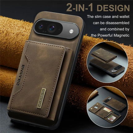 DG.MING M2 Series for Google Pixel 9 Pro / Pixel 9 Case PU+PC+TPU Phone Cover Detachable Wallet