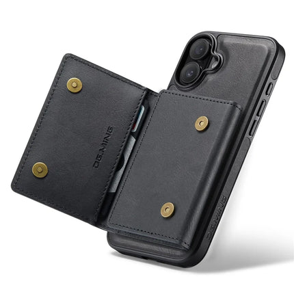 DG.MING M5 Series For iPhone 16 Case Detachable Magnetic Leather Phone Cover with Card Slots