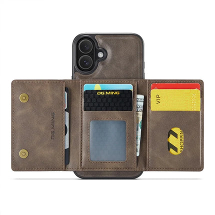 DG.MING M5 Series For iPhone 16 Case Detachable Magnetic Leather Phone Cover with Card Slots