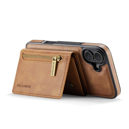 DG.MING M5 Series For iPhone 16 Case Detachable Magnetic Leather Phone Cover with Card Slots
