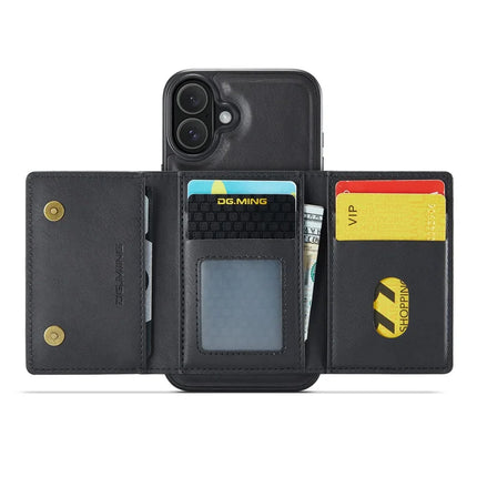 DG.MING M5 Series For iPhone 16 Plus Case Detachable Magnetic Leather Phone Cover with Card Slots