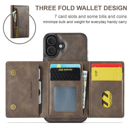 DG.MING M5 Series For iPhone 16 Plus Case Detachable Magnetic Leather Phone Cover with Card Slots