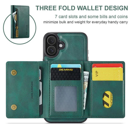 DG.MING M5 Series For iPhone 16 Plus Case Detachable Magnetic Leather Phone Cover with Card Slots