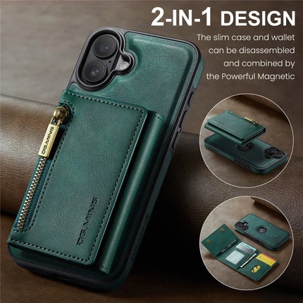 DG.MING M5 Series For iPhone 16 Plus Case Detachable Magnetic Leather Phone Cover with Card Slots