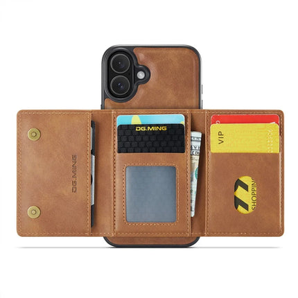 DG.MING M5 Series For iPhone 16 Plus Case Detachable Magnetic Leather Phone Cover with Card Slots