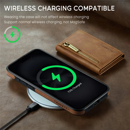 DG.MING M5 Series For iPhone 16 Plus Case Detachable Magnetic Leather Phone Cover with Card Slots