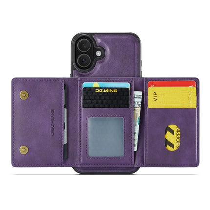 DG.MING M5 Series For iPhone 16 Plus Case Detachable Magnetic Leather Phone Cover with Card Slots