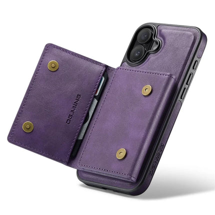 DG.MING M5 Series For iPhone 16 Plus Case Detachable Magnetic Leather Phone Cover with Card Slots