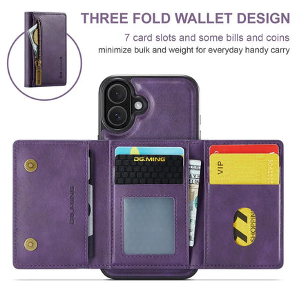 DG.MING M5 Series For iPhone 16 Plus Case Detachable Magnetic Leather Phone Cover with Card Slots