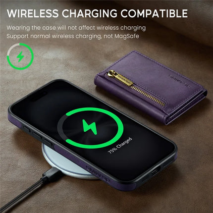 DG.MING M5 Series For iPhone 16 Plus Case Detachable Magnetic Leather Phone Cover with Card Slots