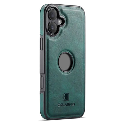 DG.MING For iPhone 16 Plus Case Anti-Drop Leather Coated PC+TPU Phone Back Cover