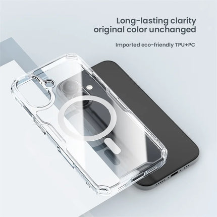 NILLKIN Pro Series for iPhone 16 Plus Case Compatible with MagSafe TPU+PC Ultra Clear Phone Case