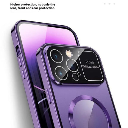 For iPhone 16 Pro Max Case Compatible with MagSafe Double-Sided Tempered Glass+Metal Phone Cover