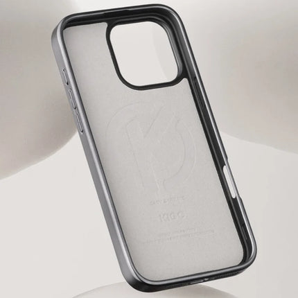 KIGC For iPhone 16 Pro Max Case Compatible with MagSafe Leather+PC+TPU Electroplating Phone Cover