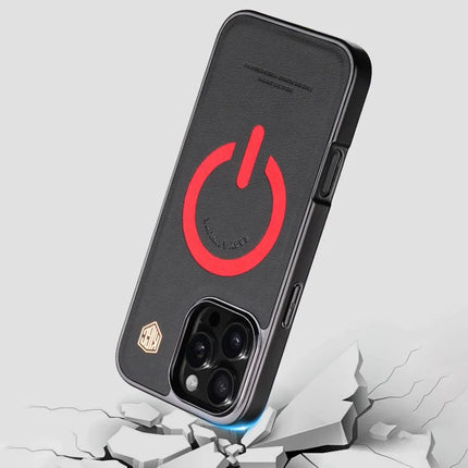 KIGC For iPhone 16 Pro Max Case Compatible with MagSafe Leather+PC+TPU Electroplating Phone Cover
