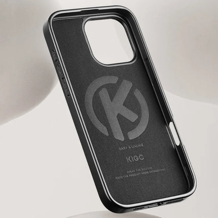 KIGC For iPhone 16 Pro Max Case Crocodile Texture Leather+PC+TPU Electroplating Phone Cover